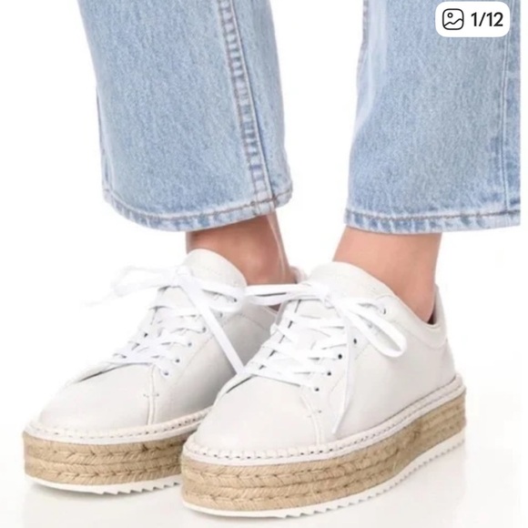 rag & bone Shoes - Rag & Bone Kent Platform Leather & Jute Espadrille Sneakers White 38 Classic‎